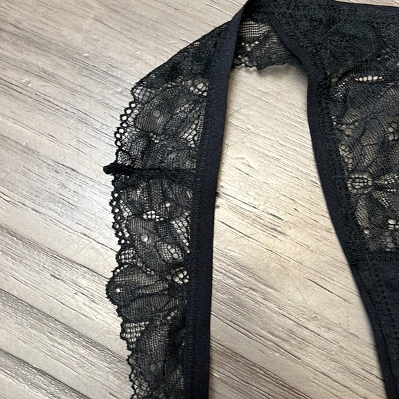 AERIE LACE THONG LARGE NEW BLACK - Picture 11 of 11